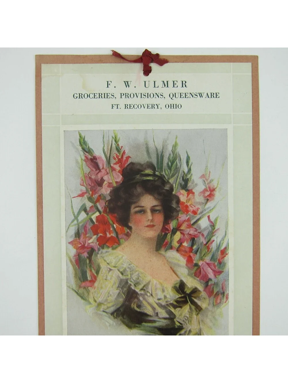 1918 Advertising Calendar Victorian Woman FW Ulmer Groceries Ft. Recovery Ohio